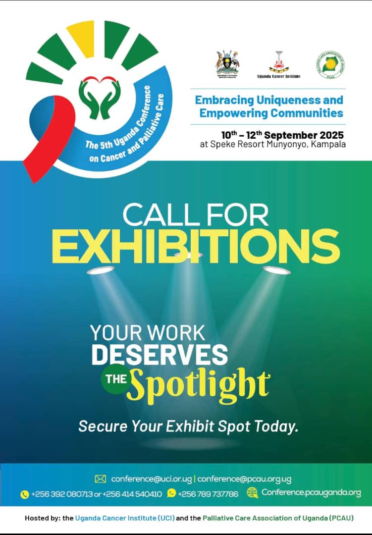 🎯 Your work deserves the spotlight!
Showcase your work and innovations at the 5th Uganda Conference on Cancer and Palliative Care.

📅 10–12 Sept 2025 | Speke Resort Munyonyo, Kampala

🌟 Secure your exhibition spot today!

🔗 conference.pcauganda.org/sponsors-and-e…

#UCIPCAUConf2025