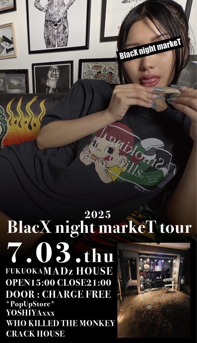 joshrox9999's tweet image. 本日7.3(木)ど平日のPOP UP
福岡市港エリア MADzHOUSEにて
21時まで開催中!
明日7.4は、福岡grafで
ØUROBROSライヴ!
是非遊びに来てくださいよー♪
福岡来たばっかなのに
すでに最高!ありがとう♪