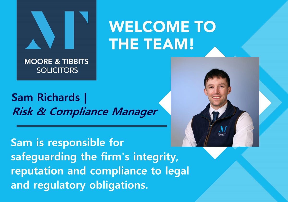 A huge welcome to Sam Richards, our Risk and Compliance Manager! Sam ensures the firm upholds the highest standards of professional conduct and that all the necessary regulatory standards are met: bit.ly/3GgxLLN 

#welcome