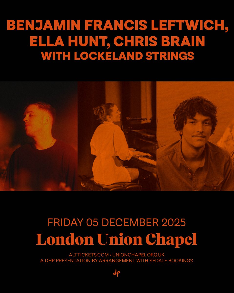 Benjamin Francis Leftwich, Ella Hunt, Chris Brain join Lockeland Strings live on Friday 5 December.

⏰ Set reminder for on sale tomorrow Fri 4 Jul, 10am at unionchapel.org.uk/venue/whats-on…