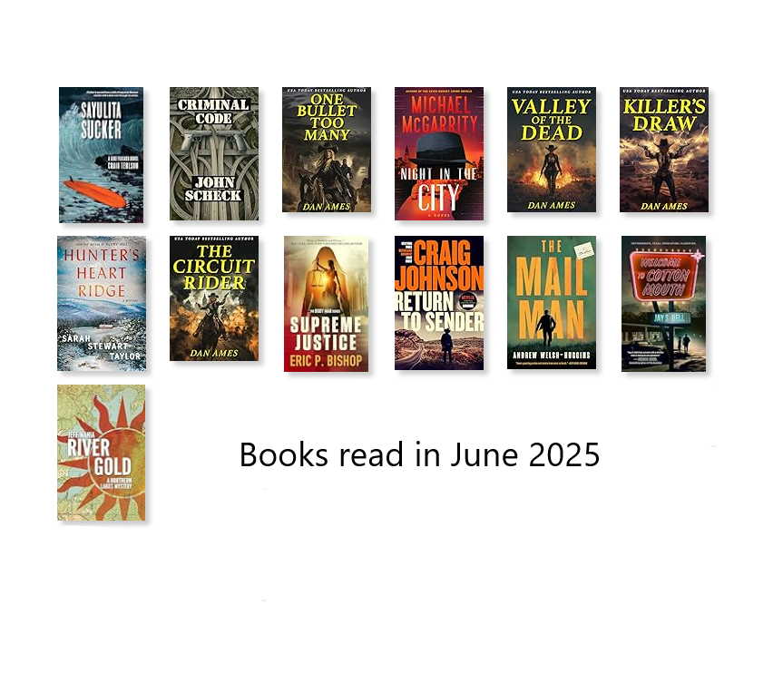 Abibliofob's tweet photo. #JuneWrapUp
Another great book month, although a bit slow.
@JeffNaniaAuthor 
@Pprbackwrtr 
@awhcolumbus 
@ucrosspop25 
@EPBAuthor 
@AuthorDanAmes 
@SSTaylorBooks 
#MichaelMcGarrity
@john_scheck_X 
@cterlson 
I recommend them all.
#WrapUpByAbibliofob https://t.co/SSAWeXkCHI