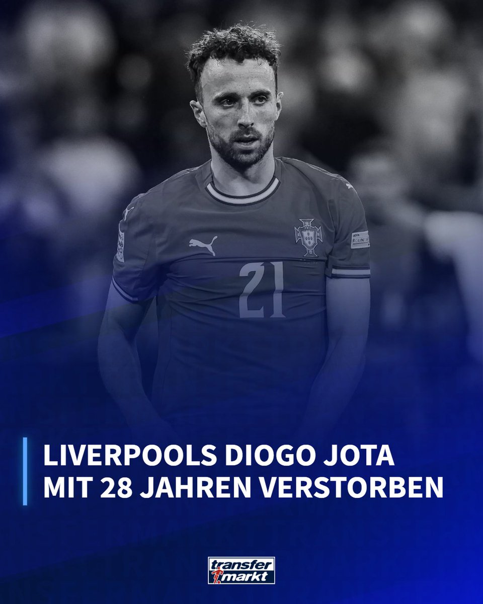 Transfermarkt's tweet photo. Der portugiesische Nationalspieler und Liverpool-Profi Diogo Jota ist bei einem Autounfall in Spanien verstorben. 🕊️

Ruhe Frieden! 🙏 https://t.co/OEjAQtlXZA