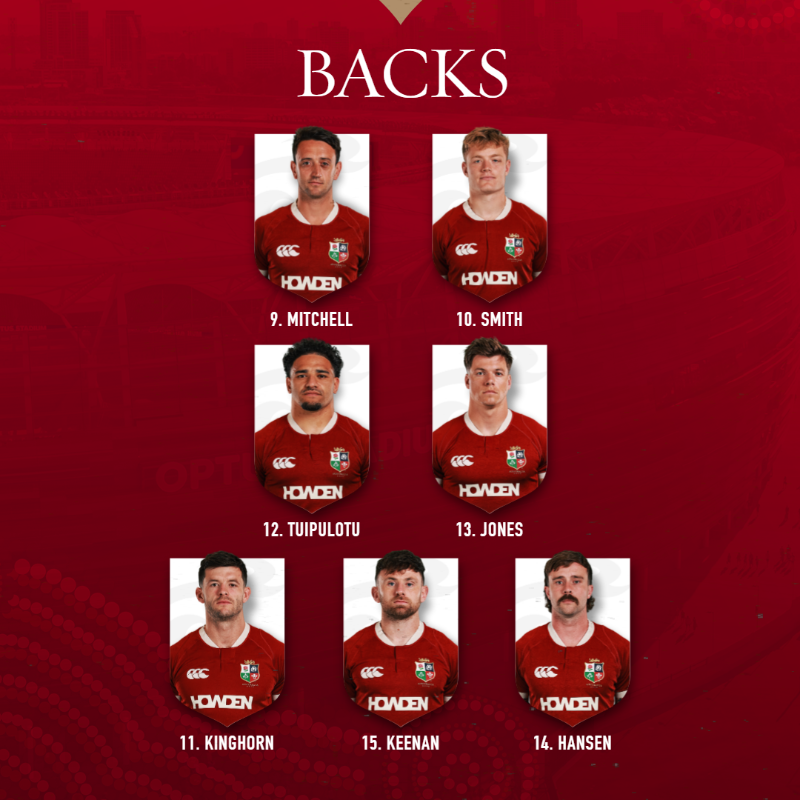 lionsofficial's tweet photo. Our team to face the Waratahs in Sydney! 🫡🦁

#Lions2025