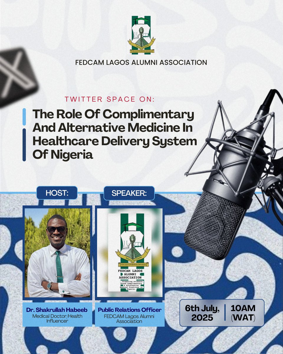Join us this weekend on Twitter Space as we collaborate with FEDCAM LAGOS ALUMNI to discuss a crucial topic that concerns healthcare professionals and all well-meaning Nigerians. Make time to be part of this important conversation. Click the link to set a reminder.