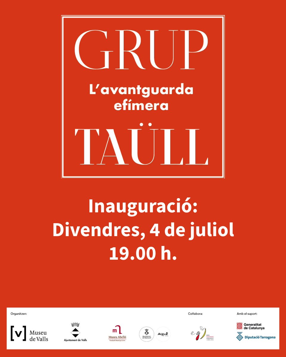 Anunciem exposició, que inaugurem demà divendres a les 7 del vespre. És una mostra que ens permet conèixer millor el Grup Taüll, el col·lectiu que van crear Modest Cuixart, Marc Aleu, Josep Guinovart, Antoni Tàpies, Joan Josep Tharrats, Jaume Muxart i el vallenc Jordi Mercadé.
