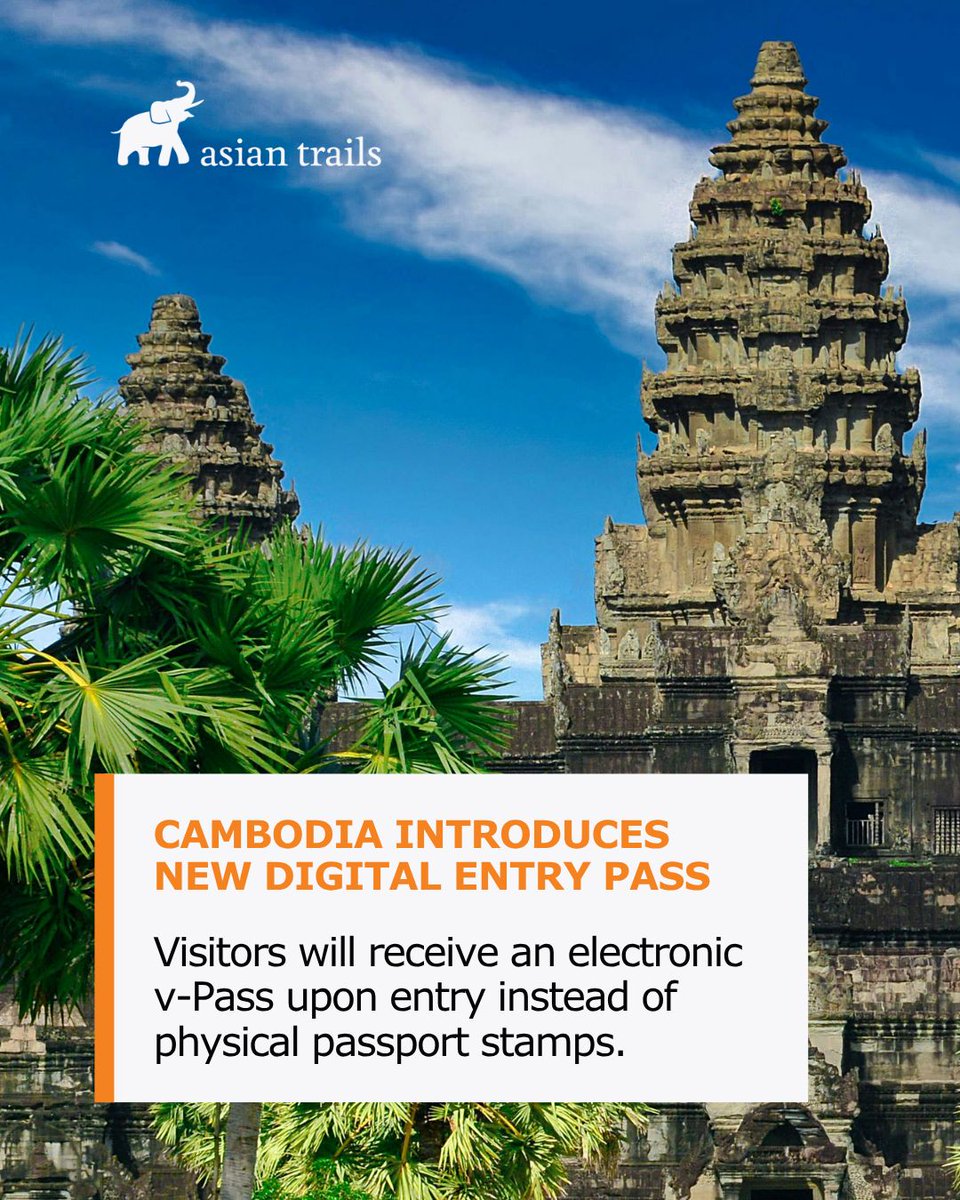 Cambodia has officially introduced its new v-Pass system, replacing traditional passport stamps and QR code slips for all foreign visitors: buff.ly/xTDsluO 

#AsianTrails #Cambodia