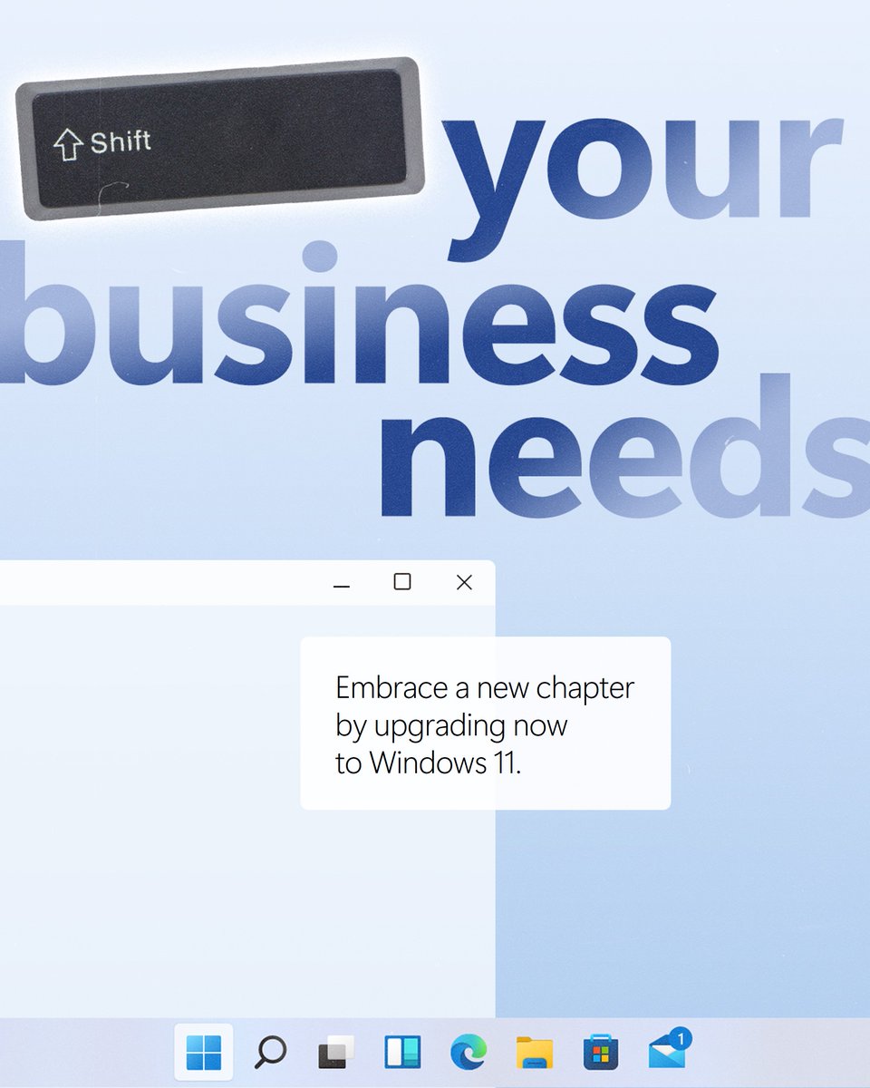 Growth starts with change. 🚀 

Press Shift for your business needs by upgrading to #Windows11 today. Do it for free until 14 October!

Learn more: msft.it/6019SFDRS