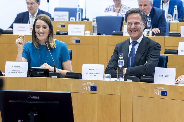 SecGenNATO's tweet image. Thanks so much @EP_President Roberta Metsola for facilitating a great discussion with @Europarl_EN group leaders last night. We covered key #NATO Summit outcomes: invest much more in defence, ramp up defence production, and more support for Ukraine. All to make us more secure.