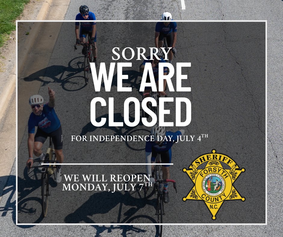 Our Administrative Offices will be closed Friday, July 4th in observance of Independence Day. We will reopen at 8:30am on Monday, July 7th.

As always, we are available 24/7 at 336-727-2112 for non-emergencies and at 911 in case of an emergency.