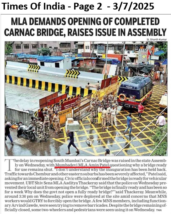 mlaAminPatel's tweet photo. MCGM &amp; Government should immediately start Carnac bridge for traffic and public https://t.co/AimO4NgOv0