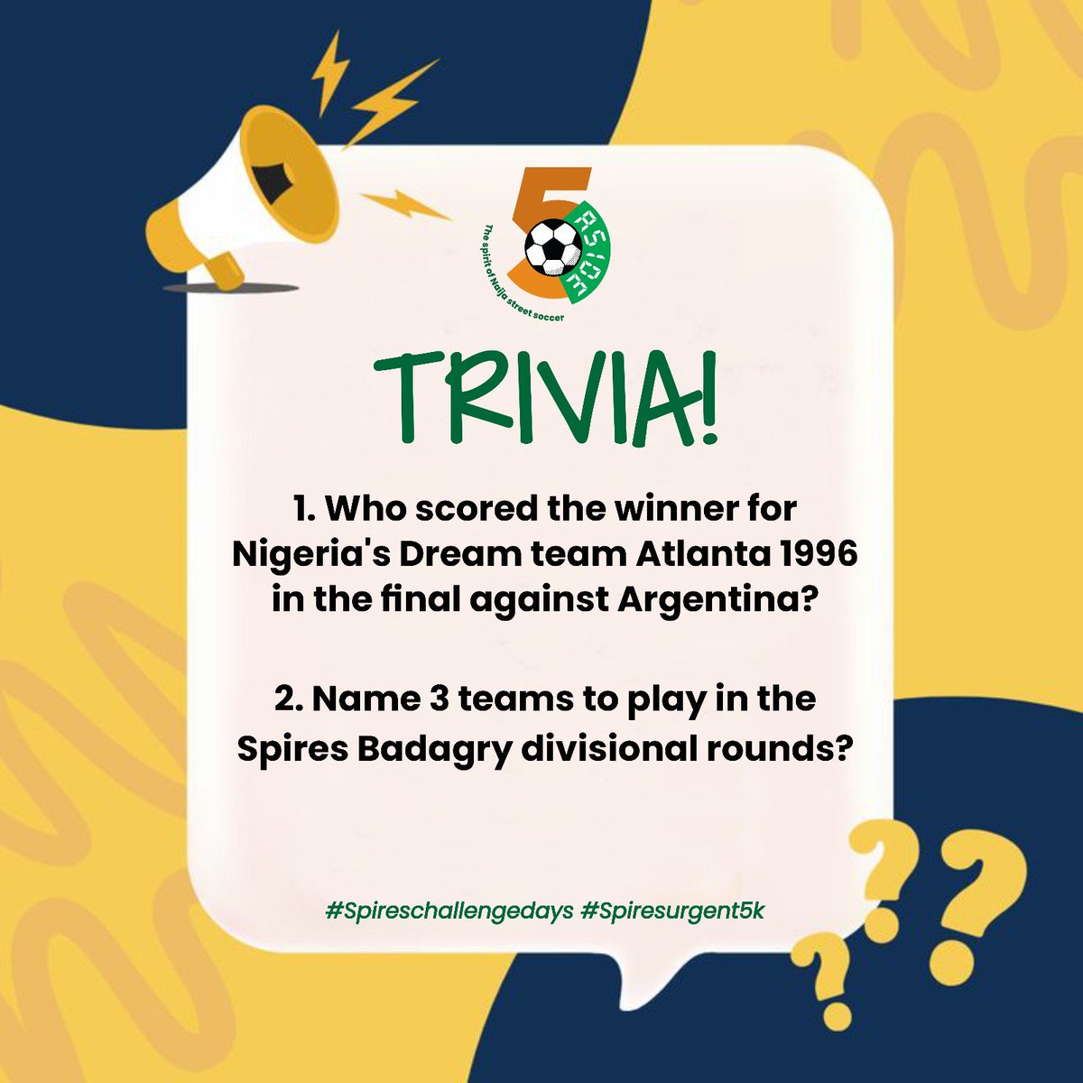 Spires5Aside's tweet photo. Let's make that urgent 5k for the weekend 
Tips 
Use hashtag #spiresurgent5k
Follow our X handle
Get at least 2 new people to subscribe to our YouTube channel and WIN BIG.send proof 
#spireschallengeday https://t.co/ljvF37fkCl