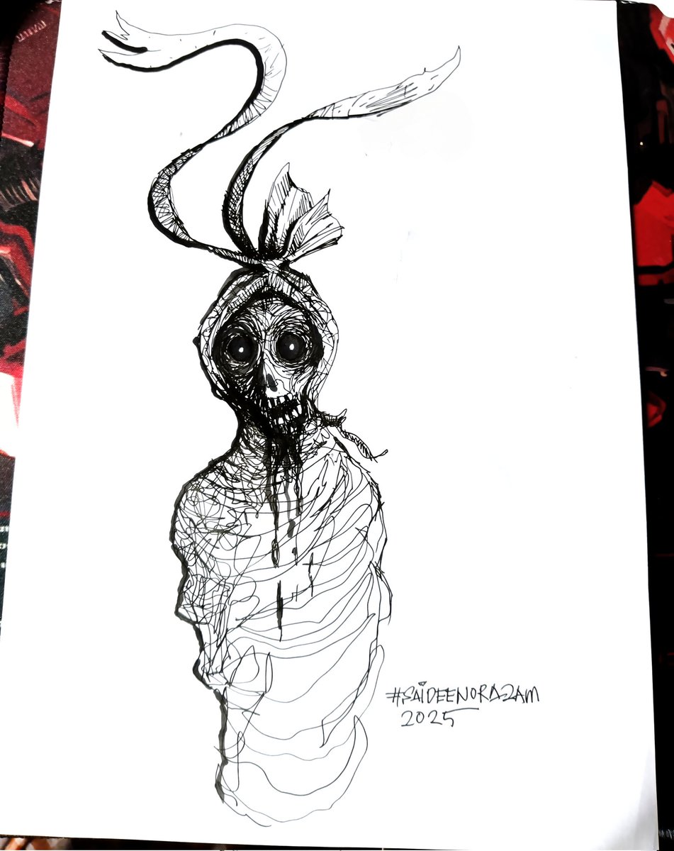 saidee_nor_azam's tweet image. Lama sungguh tak melakar, bertahun2 agaknya. Ini pun editor buku seram remaja minta gambarkan novel saya seterusnya bagaimana. 

Nah... Bolehlah 2 minit sketching. Huduh aje kan hahahaa

#ASE3 #Saideenorazam #pocong