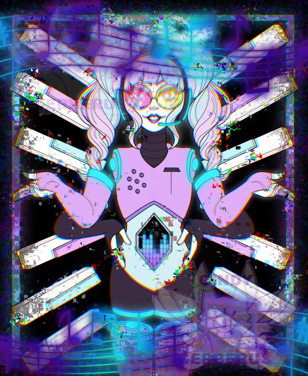 Cindy_Cerberus's tweet photo. Eye Strain bby. A musical angel with a bit of a glitch. 

First ArtFight Submission. A character named Ceviola belonging to Ocelein. 
 
#artfight2025 #deltarune #artfight #DigitalArt #Neon https://t.co/9dasFrRsJP