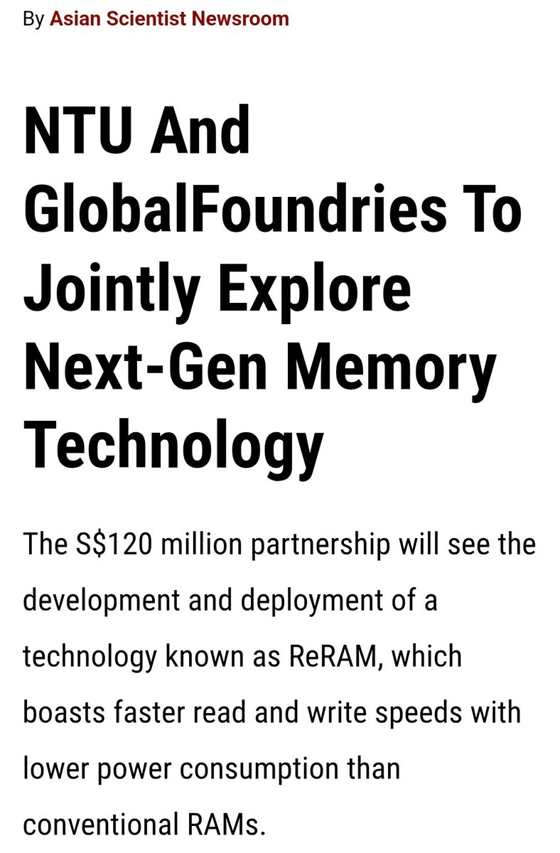 YellowStripeASX's tweet image. $DVL $13M MC 
#ASX #RRAM #ReRAM

@CheatChart Accumulation time is over?😉

⏩ $DVL SECURED EXCLUSIVE WORLDWIDE LICENCE FOR ADVANCED #RRAM #ReRAM TECH IN JUNE 

⏩NTU UNIVERSITY @NTUsg ALREADY SPENT S$120M ON THIS TECH

AND

⏩ #NTU HAS A PARTNERSHIP WITH US$22 BILLION…