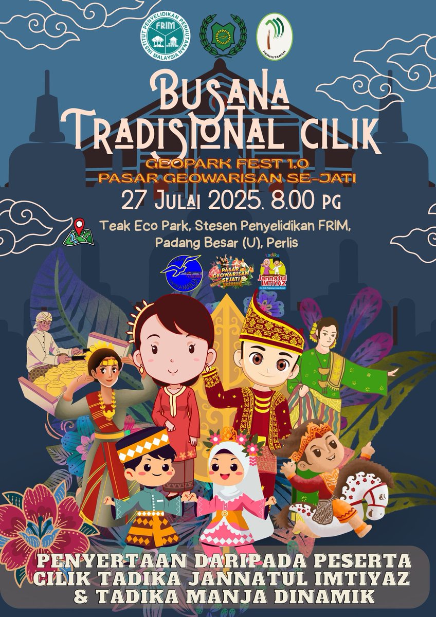 FRIMKepong's tweet photo. 📅25-27/7
𝐉𝐎𝐌 𝐒𝐄𝐑𝐓𝐀𝐈 𝐏𝐀𝐒𝐀𝐑 𝐆𝐄𝐎𝐖𝐀𝐑𝐈𝐒𝐀𝐍 𝐒𝐄-𝐉𝐀𝐓𝐈 🌳
🎪 Teak Eco Park, #SPFPerlis
🎯  @frimkepong @SUKPerlis @perlisforestry
📍 https://t.co/NgAjrBjcaV
🌿 Rasai warisan &amp; budaya Melayu lama dalam suasana nostalgia ladang jati!

#PasarGeowarisanSeJati https://t.co/keCs2N4Rly