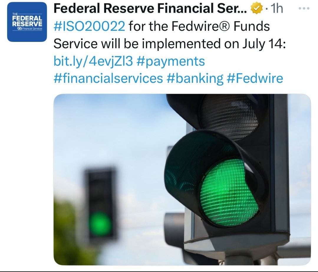 The BIG BEAUTIFUL BILL

BBB or 222

ISO 20022

14 JULY  DEADLINE 

4 JULY INDEPENDENCE DAY 

10 DAY'S 

 The World's New payments System for GESARA 😏

EVERYTHING IS COMING TOGETHER PERFECTLY😉🎯

XRP XLM XDC

The World's about to change

The Future is Bright 🥂