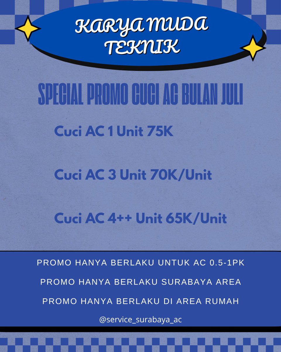 frgivenss's tweet image. ‼️ PROMO CUCI AC BULAN JULI ‼️

Nikmati Promo Cuci AC Spesial Bulan Juli
Lebih Banyak Lebih Hemat.

Bongkar/Pasang AC
Cuci AC
Isi/Tambah Freon AC
Dan Perbaikan Lainnyaaa
Bergaransi

KARYA MUDA TEKNIK
wa.me/088805494471
HUBUNGI KAMI BEBAS TENTUKAN JADWAL‼️