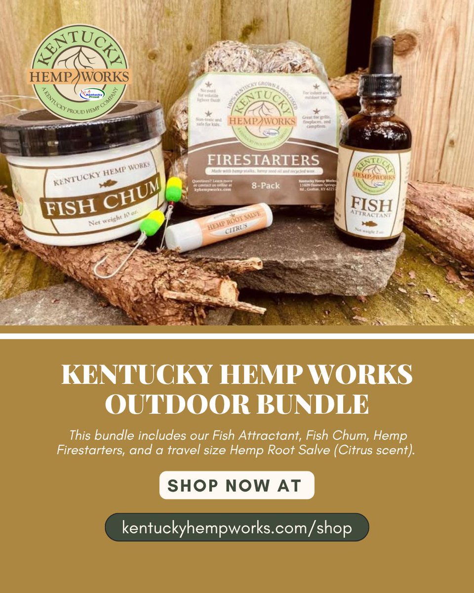 KyHempWorks's tweet image. 🔥🐟 ADVENTURE READY 🐟🔥

Whether you're casting a line or lighting a fire, our Outdoor Bundle has your back. All powered by the natural versatility of Kentucky-grown hemp.

Grab yours here→ kentuckyhempworks.com/product/outdoo…

#KentuckyHempWorks #OutdoorEssentials #Hemp #camping #fishing
