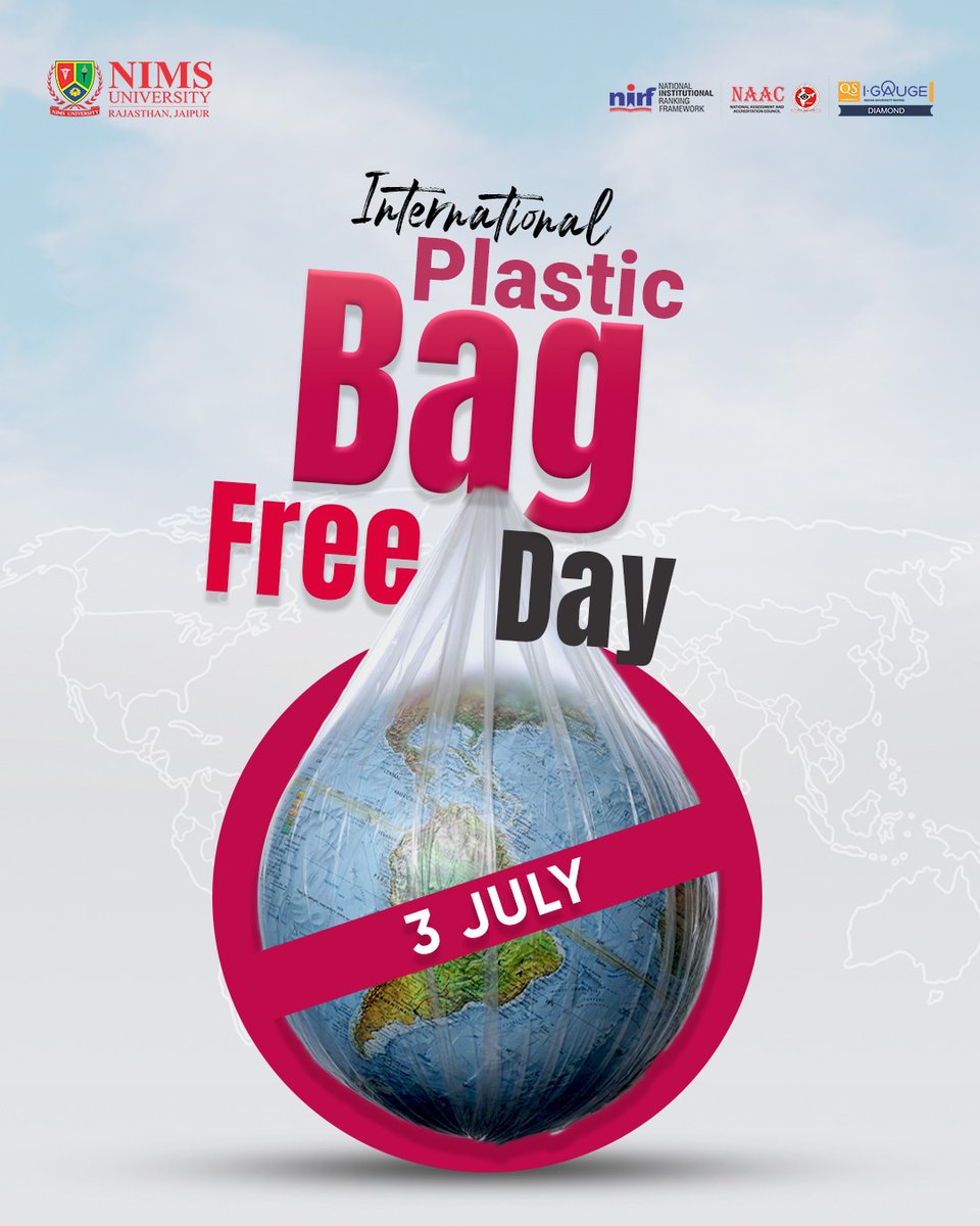 On this International Plastic Bag Free Day, NIMS University stands together to raise awareness about the harmful impact of plastic on our environment.

Let’s take a pledge to switch to sustainable alternatives and protect our Earth from the grip of plastic pollution.

♻️ Small