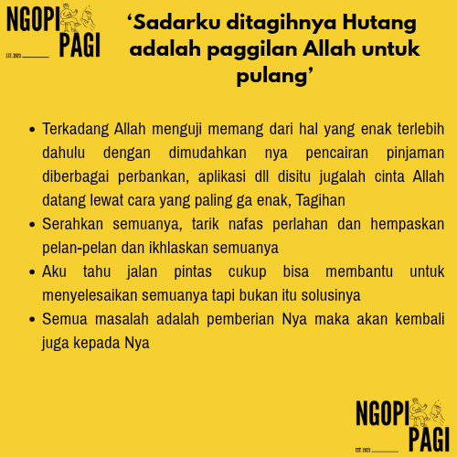 ngopipagi923441's tweet photo. Sadarku, ditagihnya hutang adalah panggilan Tuhan, Allah SWT untuk kembali pulang.
Selamat makan siang temen Ngopi akang.
#stopriba #stoppinjol #bubarkanpinjol https://t.co/kNlQigRjmT