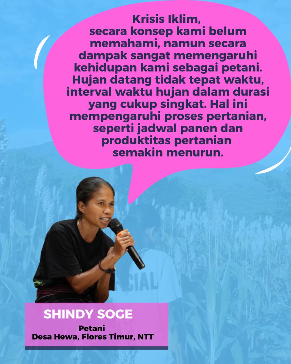 "Krisis iklim, secara konsep, kami belum memahami. Namun secara dampak, sangat memengaruhi kehidupan kami sebagai petani.”

Ini suara Shindy Soge, petani perempuan dari Desa Hewa, Flores Timur yang harus berjibaku dengan musim yang tak lagi bisa ditebak.