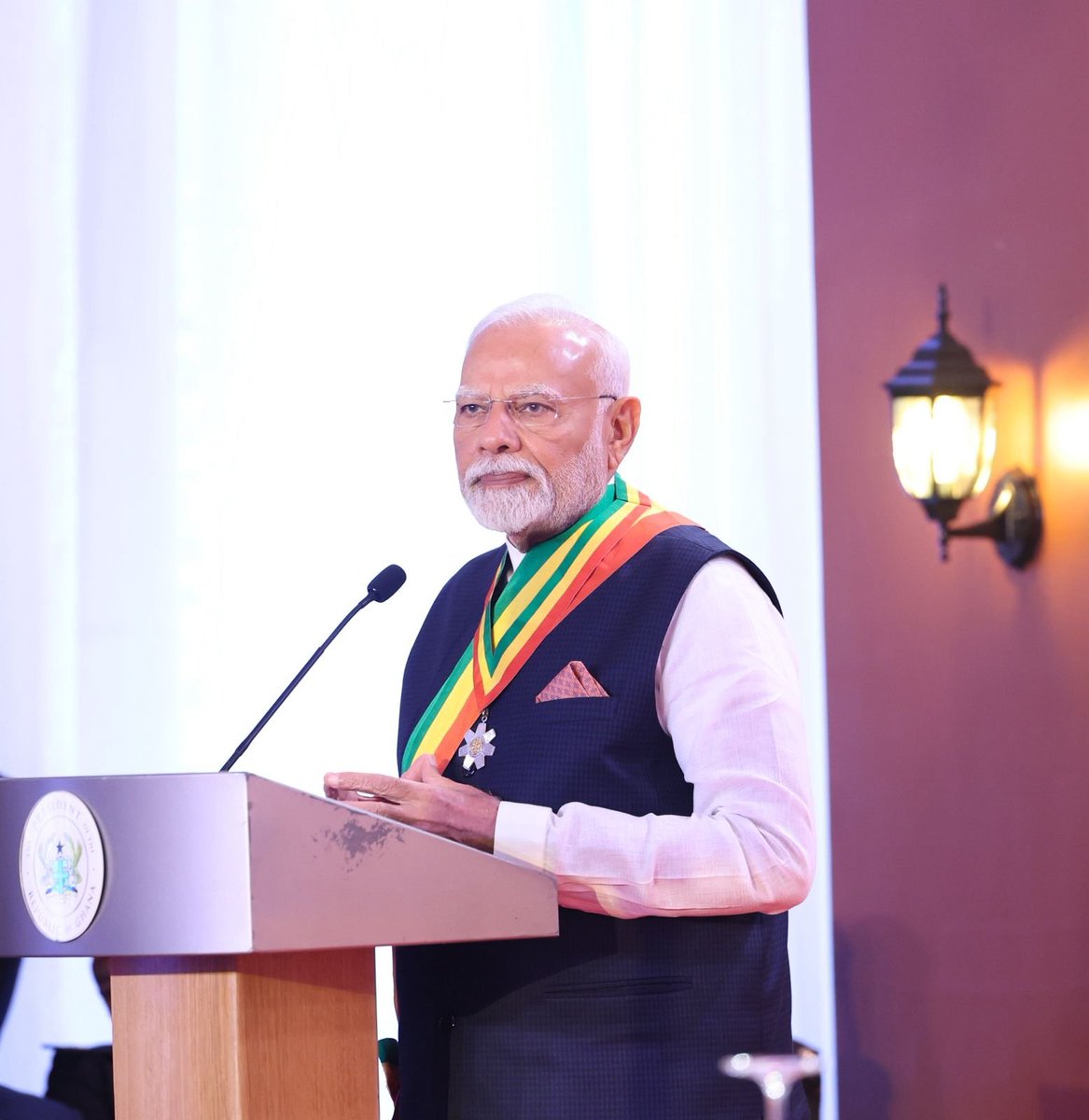 PMO India (@pmoindia) on Twitter photo PM <a href="/narendramodi/">Narendra Modi</a> was conferred with ‘The Officer of the Order of the Star of Ghana’ by President <a href="/JDMahama/">John Dramani Mahama</a>. PM <a href="/narendramodi/">Narendra Modi</a> was conferred with ‘The Officer of the Order of the Star of Ghana’ by President <a href="/JDMahama/">John Dramani Mahama</a>.