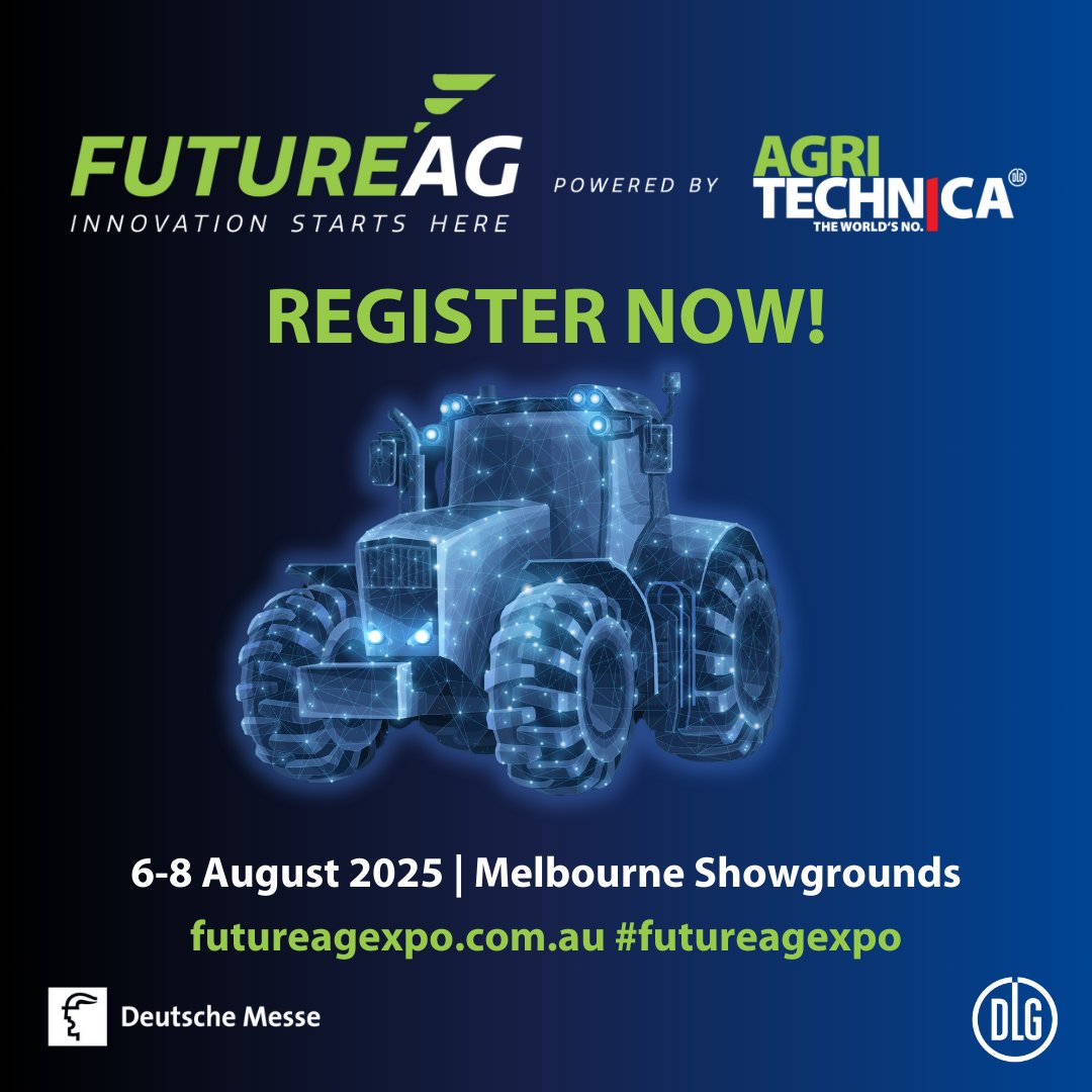 GrainProducers's tweet image. Free expo passes to #FutureAgExpo include tech demos, second stage speakers & networking drinks
OR use code FUTUREAGGPA10 to get 10% off the full conference tickets & see GPA present on autonomous farm machinery work with @TMA_Aus & @SPAA_Inc
futureagexpo.com.au