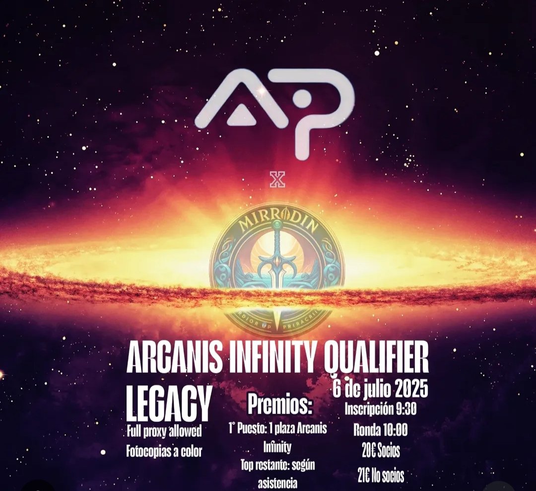 Solo quedan 3 dias para el AIQ de Legacy!! Aun quedan huecos por si quieres jugar y ganar la plaza para el <a href="/ArcanisInfinity/">Arcanis Infinity XXIII & XXIV🔜2026</a> 🔥❤️