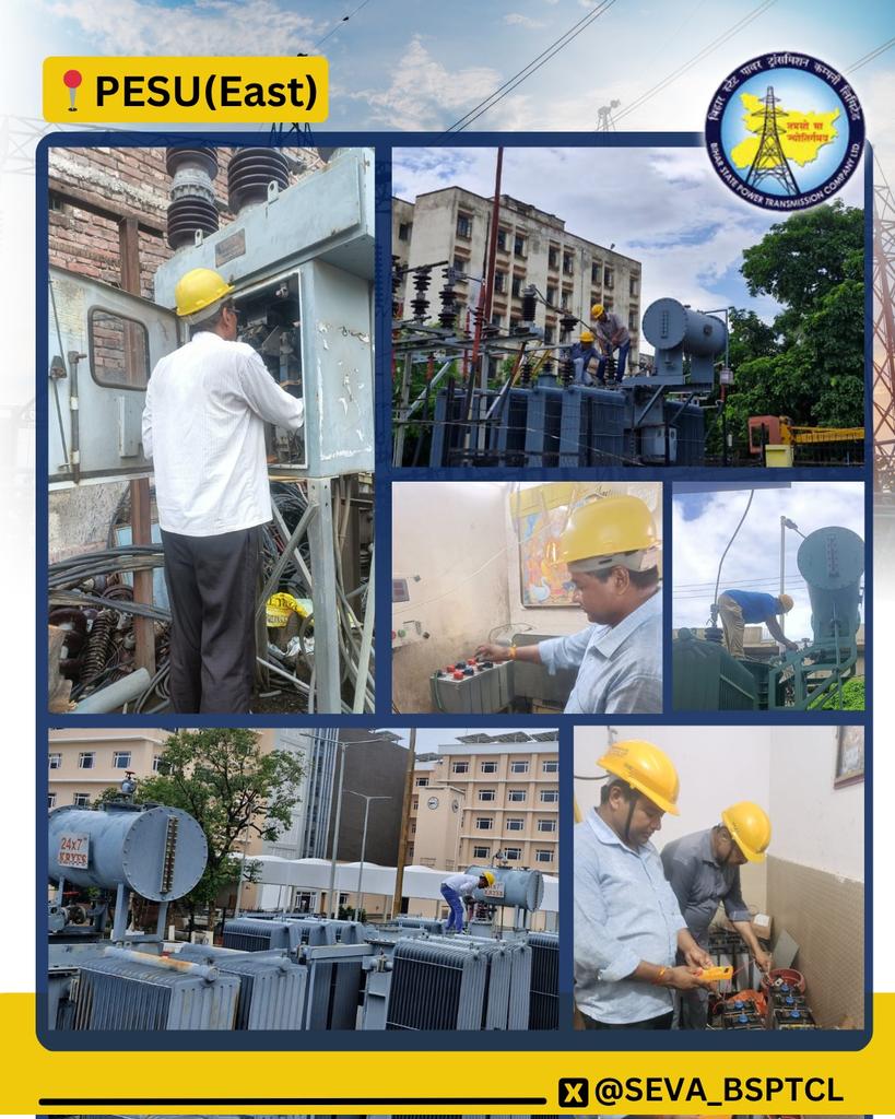 Bihar State Power Transmission Company Ltd (@seva_bsptcl) on Twitter photo In view of the upcoming Muharram observances, the MRT team of <a href="/Energy_pesueast/">ESC PESU East</a> has successfully completed preventive maintenance at the following PSS locations under Gulzarbagh Division:
ЁЯУН Gaighat
ЁЯУН Panchsheel (Kumrahar)
ЁЯУН RMC
ЁЯУН Agamkuan (NMCH) In view of the upcoming Muharram observances, the MRT team of <a href="/Energy_pesueast/">ESC PESU East</a> has successfully completed preventive maintenance at the following PSS locations under Gulzarbagh Division:
ЁЯУН Gaighat
ЁЯУН Panchsheel (Kumrahar)
ЁЯУН RMC
ЁЯУН Agamkuan (NMCH)