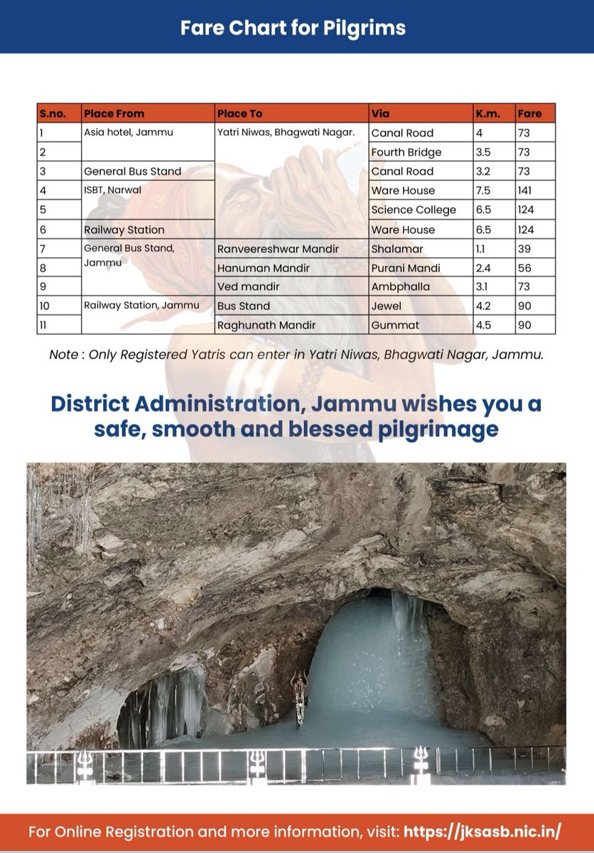 #ShriAmarnathJiYatra2025 #Jammu

🔴UPDATED

🔊Important information for pilgrims, issued by Jammu district administration

🔊 ज़िला प्रशासन जम्मू द्वारा, यात्रियों के लिए महत्वपूर्ण जानकारी

<a href="/diprjk/">Information & PR, J&K</a> <a href="/ShriSasb/">Shri AMARNATHJI SHRINE BOARD SASB.</a>