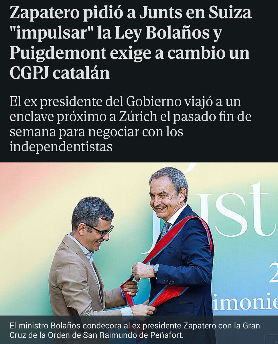 Habrá ley Bolaños, CGPJ catalán y lo que haga falta porque donde manda Sánchez, manda Zapatero.
