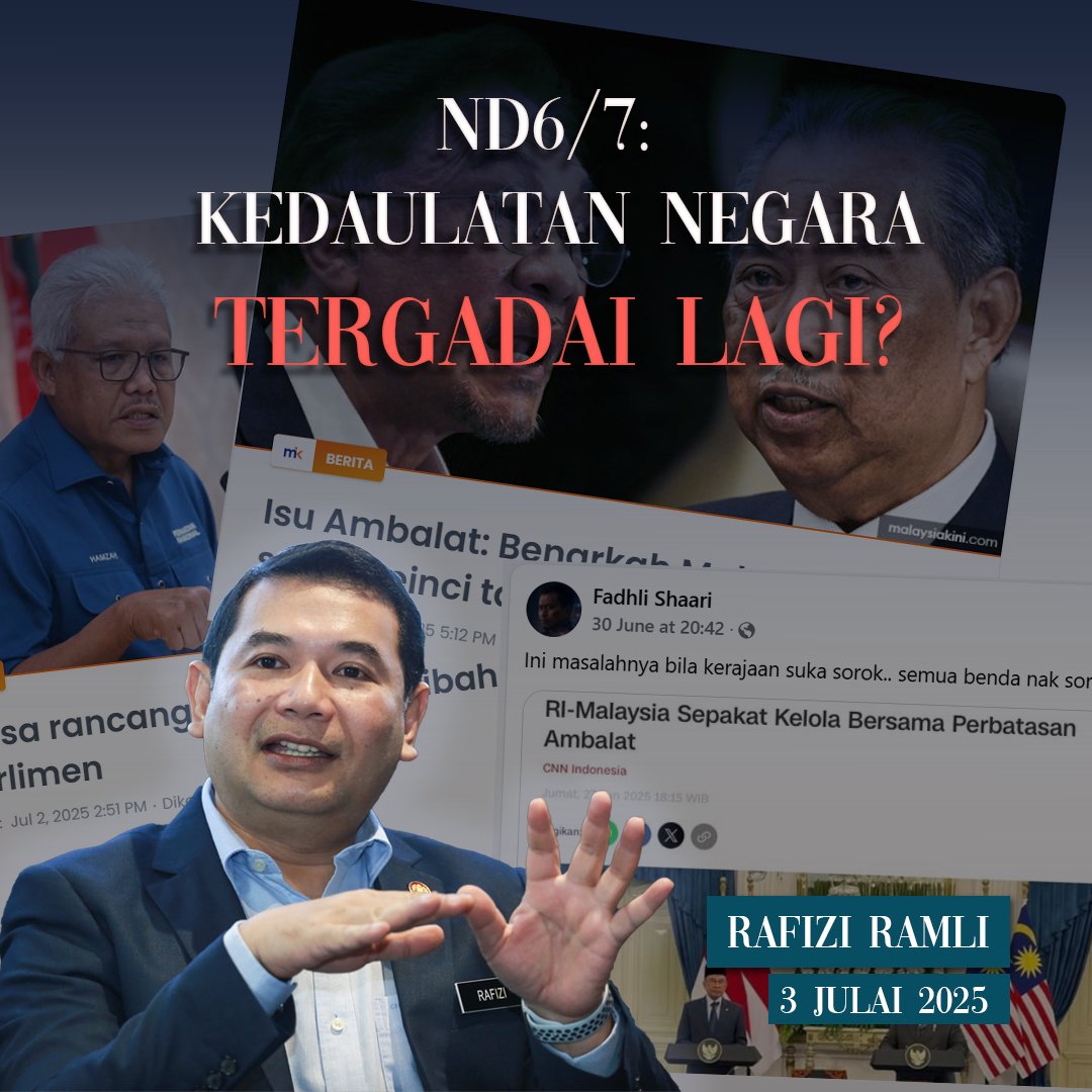 𝗡𝗗𝟲/𝟳: 𝗞𝗘𝗗𝗔𝗨𝗟𝗔𝗧𝗔𝗡 𝗡𝗘𝗚𝗔𝗥𝗔 𝗧𝗘𝗥𝗚𝗔𝗗𝗔𝗜 𝗟𝗔𝗚𝗜?

Fadhli Shaari keluarkan kenyataan, kemudian Hamzah Zainuddin, kemudian Muhyiddin Yassin. Semua beri gambaran Anwar gadai kedaulatan negara lagi.

Orang bimbang pasal kebebasan institusi kehakiman, tapi PN