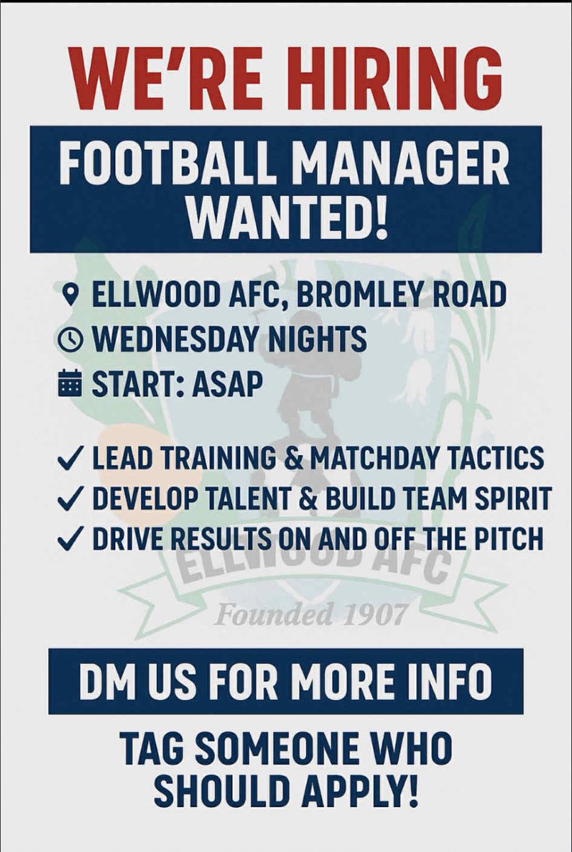 1st Team Manager Wanted ⚽️ 🔵