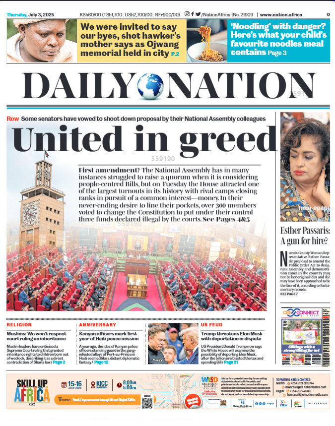 MzalendoWatch's tweet photo. On the @NationAfrica front page today. https://t.co/BHNJtXMrpU