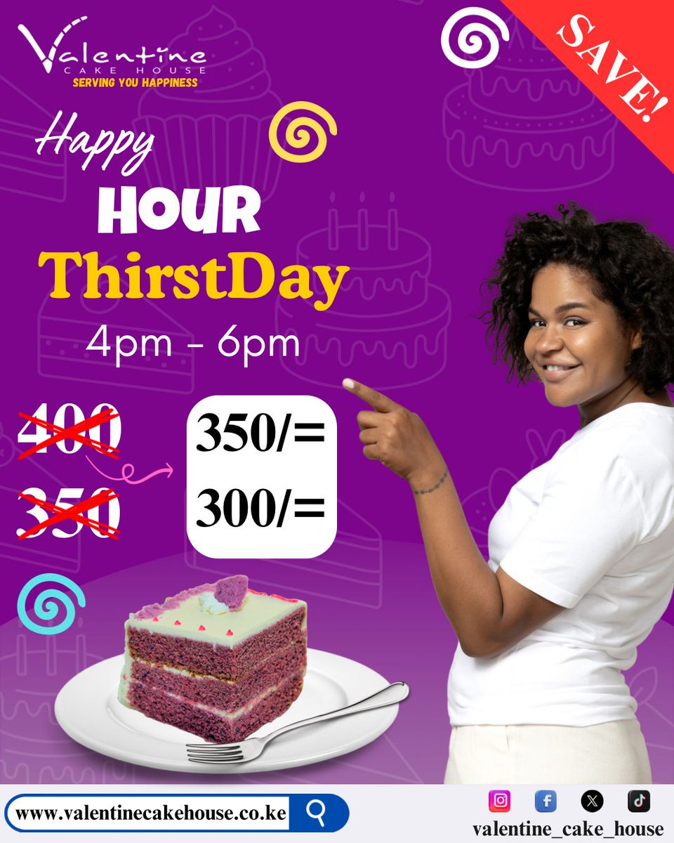 valentinecakes's tweet image. ⏰ Thursday Slice Alert!

🍰 Get your favorite slice at a special price from ⏳ [start time] to ⏳ [end

 time] ONLY. Don’t miss out! 🎉

#valentinecakehouse #servingyouhappiness #limitedtime #sweetescape