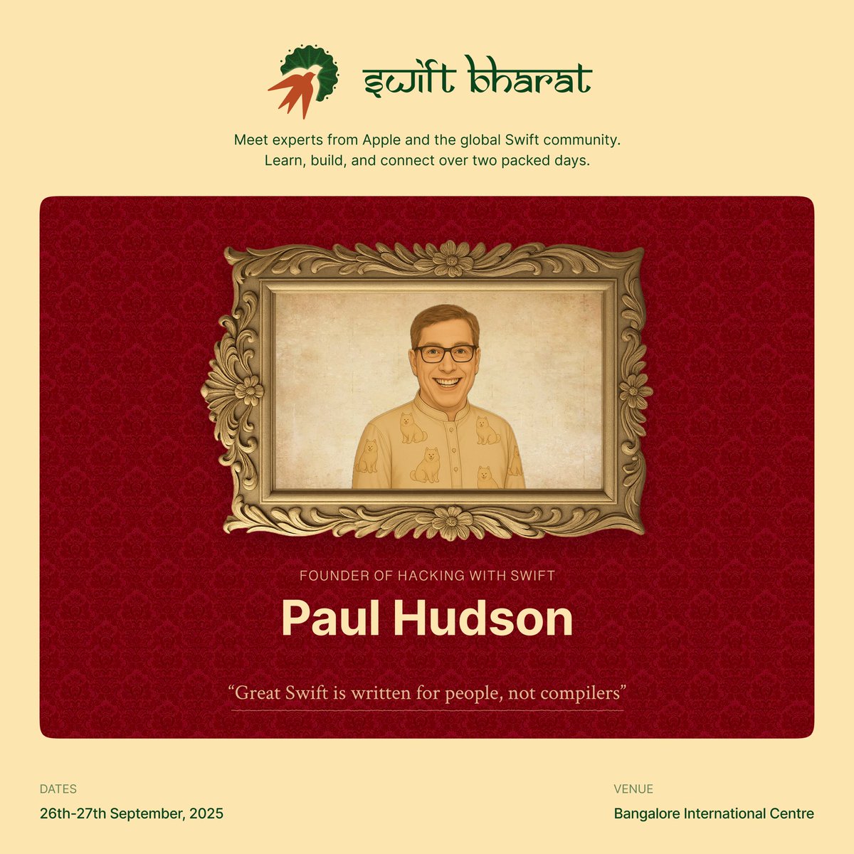 swiftbharat's tweet image. ๐ค Speaker Reveal: @twostraws
Yes, the man behind Hacking With Swift is flying to India! Ready your questions and books.
๐จโ๐ป #PaulHudson #SwiftBharat
