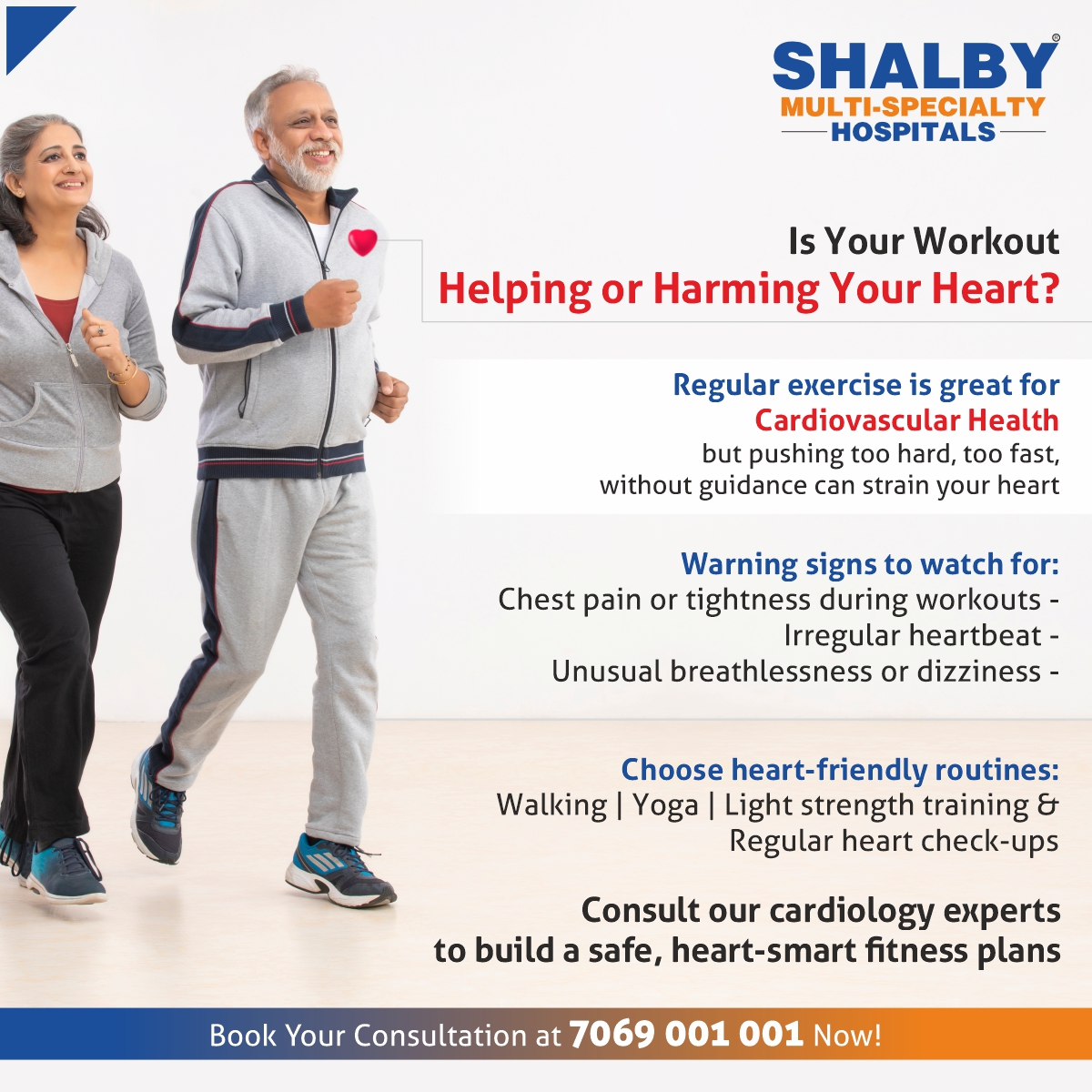 shalbyhospitals's tweet image. Is your workout helping your heart — or hurting it?

Staying active is essential for heart health, but pushing too hard without proper guidance can do more harm than good.
Go heart-smart with walking, yoga, light training &amp;amp; regular checkups.
#workoutroutine #workout #workouttips
