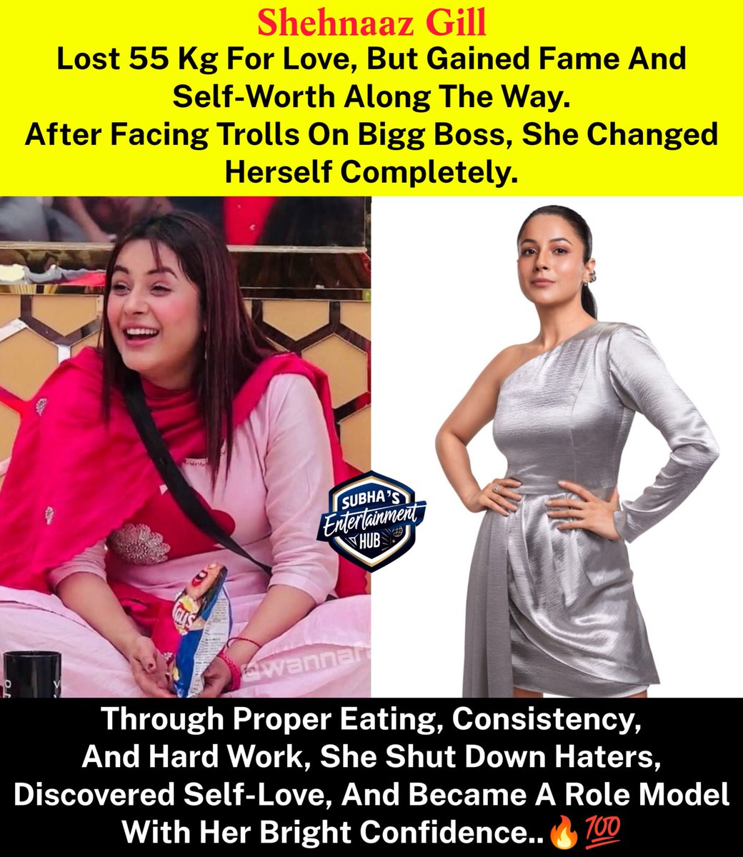 SubhaHub's tweet photo. From Trolled To Transformed 💫
Shehnaaz Gill’s 55 Kg Weight Loss Journey Is All About Love, Strength & Self-Respect 💪❤️
#ShehnaazGill #transformationqueen #selfloved #BiggBoss #weightlossjourney #Inspiration 💃✨ https://t.co/368mte69iG