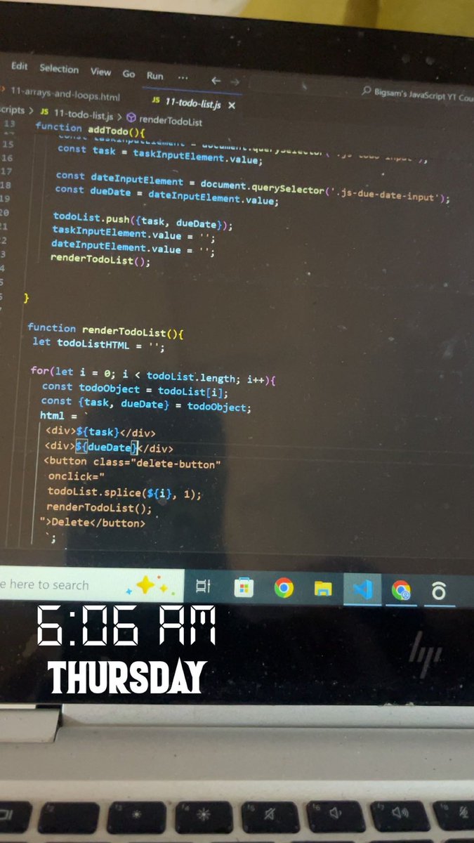 bigsam1305's tweet image. Excited to have completed a Todo (Task) List app today! It was a bit challenging as it was my first time working with an array of objects, destructuring, splicing, and generating HTML from JavaScript all together. 

#CodeNewbies
 #100DaysOfCode
 #javascript