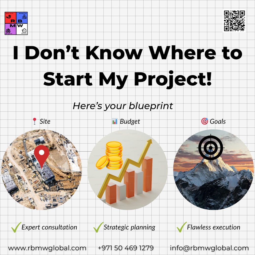 RBMWGlobal's tweet image. 🏗️ “I Don’t Know Where to Start!” – Here’s the Blueprint
Every project begins with:
📍 Site → 📊 Budget → 🎯 Goals
We’ll guide you with expert planning &amp;amp; flawless execution.
#ArchitectureGuide #DesignProcess #RBMWGlobal #ConstructionGoals