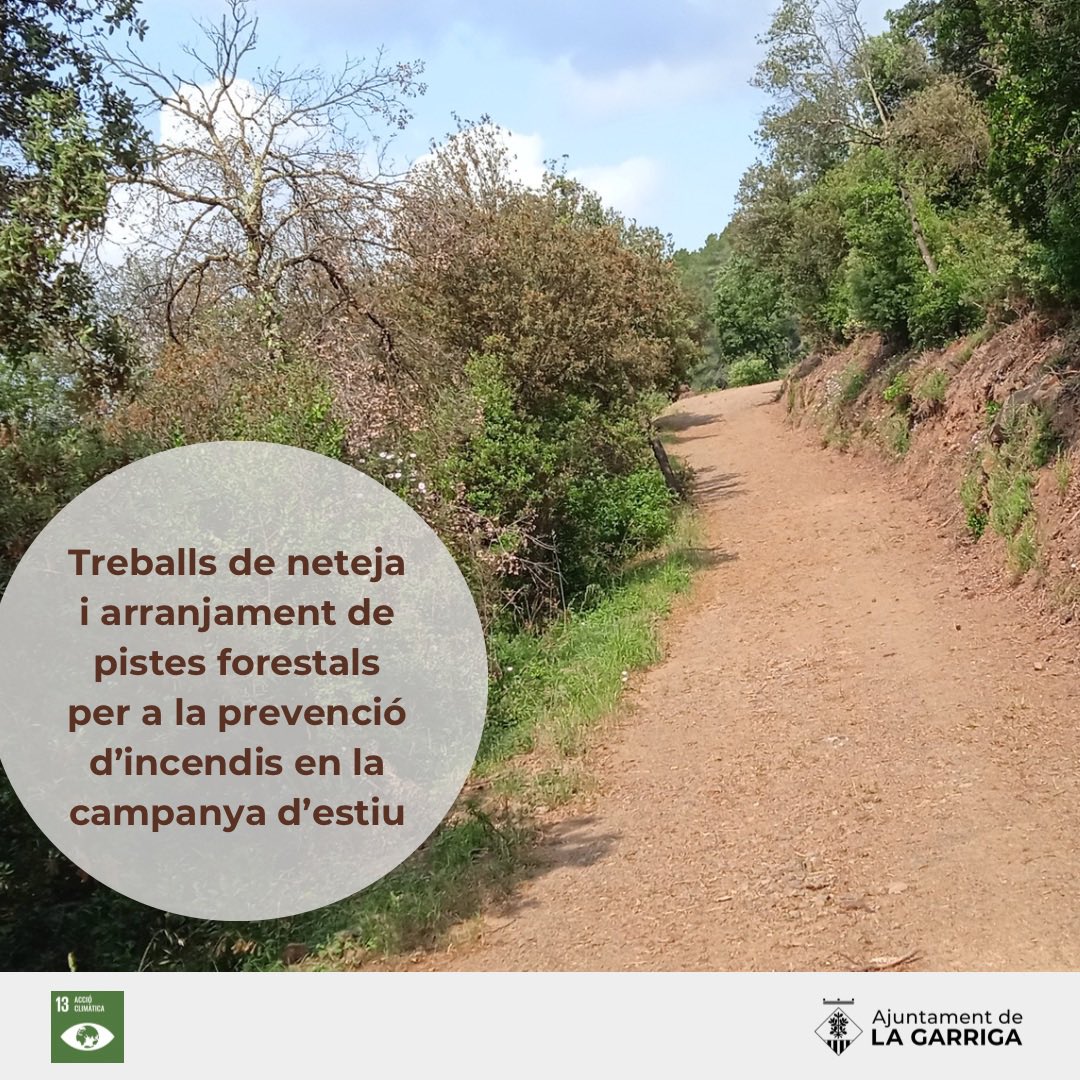✅ Com cada any, en els terrenys forestals de #laGarriga, es realitzen treballs de neteja i arranjament de pistes forestals per a la prevenció d’incendis en la campanya d’estiu.

✅T’expliquem quins són a lagarriga.cat/actualitat/not…