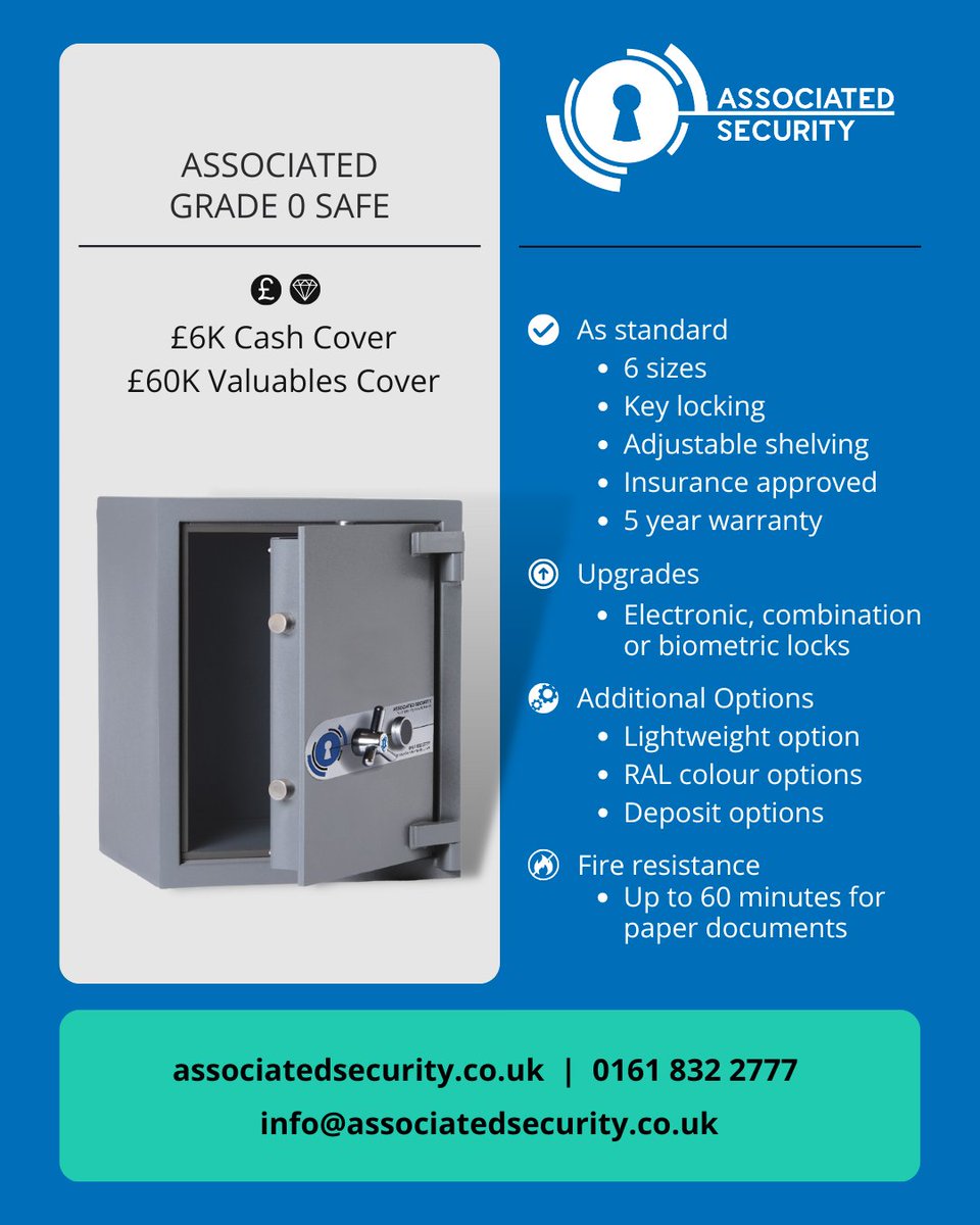 ASecOnline's tweet photo. 0️⃣ A quality of life upgrade from our 4000 #Safe offering an upgraded fire resistance rating and a higher cash &amp; valuables cover.

💷 £6k Cash Cover
💎 £60k Valuables Cover

Get your quote at
🔗 https://t.co/x2kWBkWIpX
.
.
#AssociatedSecurityan #Grade0Safe #AffordableSecurity https://t.co/XxXWvGWHLl