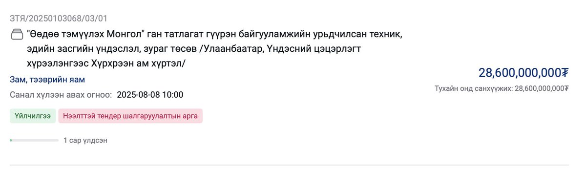 энэ 28.6 тэрбумын ТЭЗҮ-г зарцаахгүй юм байхдаа.