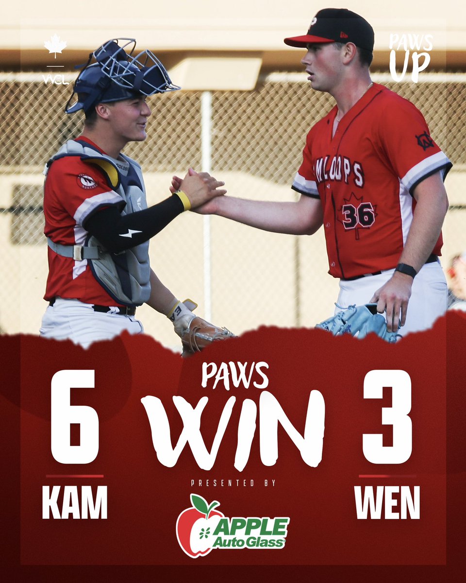 Kamloops NorthPaws (@northpawsbb) on Twitter photo Northpaws Win!
6-3 Final Score
Presented by
<a href="/AppleAutoGlass/">Apple Auto Glass</a>
#pawsup #northpawsbaseball
<a href="/WCLBaseball/">West Coast League</a> Northpaws Win!
6-3 Final Score
Presented by
<a href="/AppleAutoGlass/">Apple Auto Glass</a>
#pawsup #northpawsbaseball
<a href="/WCLBaseball/">West Coast League</a>