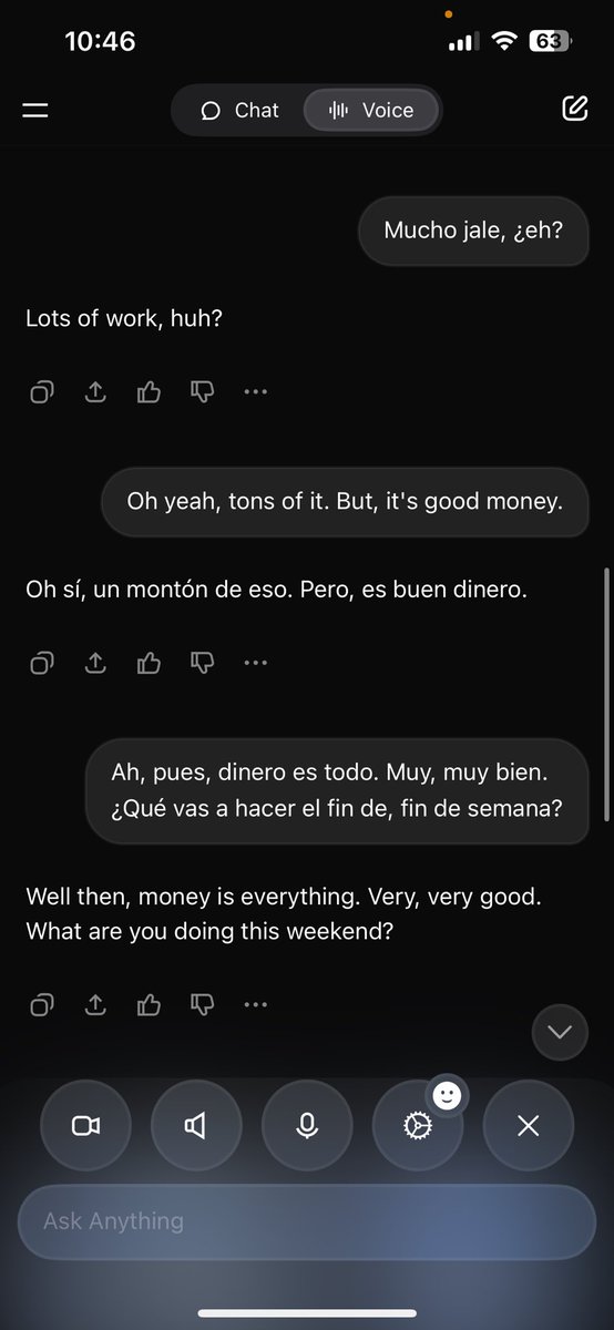 Using Grok <a href="/grok/">Grok</a> to translate in real time is amazing! Try it out, prompt to translate from English to Spanish and Spanish to English.
It could also help you to learn a different language. I’m sure someone smarter than me can make Duolingo <a href="/duolingo/">Duolingo</a> type gamified way of learning.