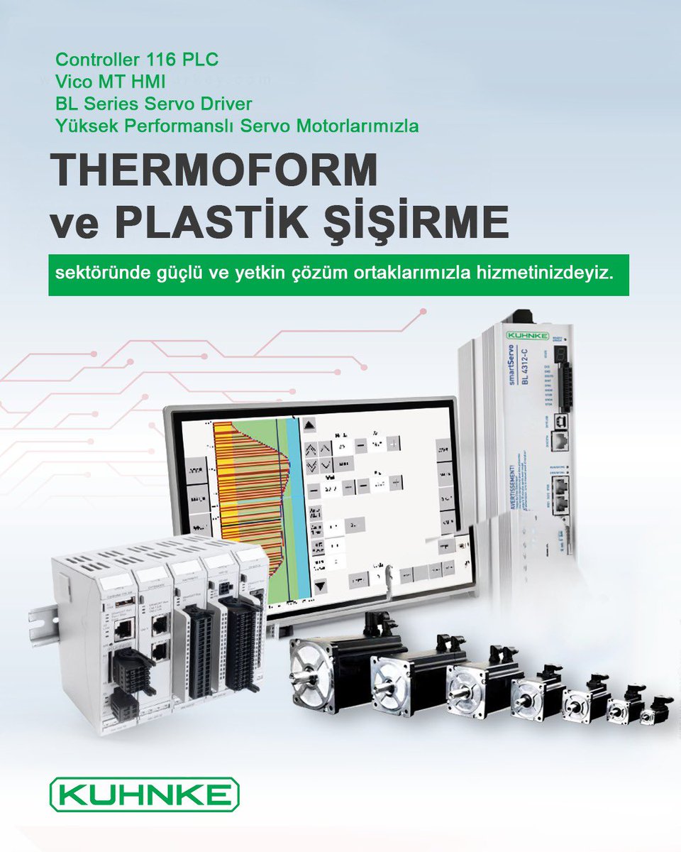 KuhnkeTurkey's tweet photo. 💥 Thermoform ve Plastik Şişirme sektörüne özel akıllı otomasyon çözümleriyle üretimin gücünü yeniden tanımlıyoruz!

#kuhnke #kuhnketurkey #kendrionkuhnke #servomotor #automation #acouplemotor #servodrive #servocontrol #plc #HMI #drive #gearbox #motioncontrol #drivecontrol https://t.co/ihL4FWasUo