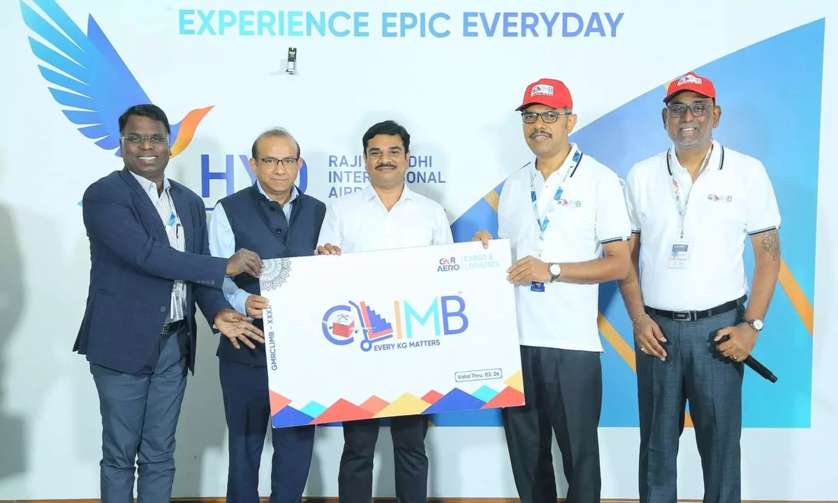 CargoInsights's tweet image. ✈️ #GMRHyderabad launches CLIMB — India’s first #AirCargo #LoyaltyProgramme for freight forwarders with top-tier perks & rewards.
🎯Aims to enhance long-term engagement & premium cargo service delivery.
🔗 Read more : tinyurl.com/mruw4p9c
#CargoIncentives #FreightForwarding