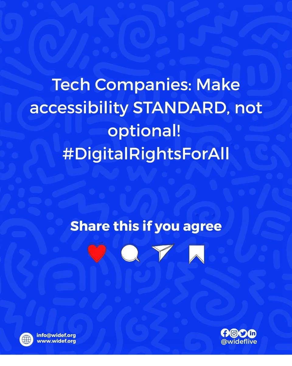 wideflive's tweet photo. Millions of people with disabilities still can’t access basic assistive tools, even when they’re affordable.

Tech should be designed for everyone, not just a few.

Digital inclusion is a right.
Let’s make accessibility the norm.

#DigitalRightsForAll #InclusionMatters https://t.co/c6MvQJDn5L