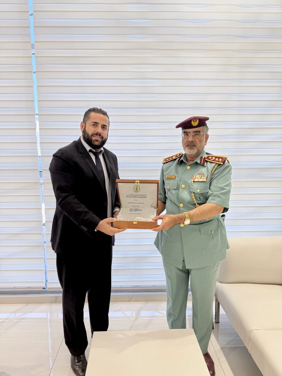 OstaPatrick's tweet photo. It’s always a pleasure to meet our customers and hear their latest ideas and innovations. These moments are powerful reminders of why we do what we do at @IdemiaGroup.

For over a decade, Ras Al Khaimah Police / @rakpoliceghq @RAKPOLICE  has been a strategic partner to IDEMIA  —  collaborating with us to drive innovation in road safety and contribute to saving lives. Together, we’ve built a foundation of trust, success, and shared purpose in protecting our communities.

Here’s to many more years of impactful partnership and safer streets ahead.

#RoadSafety #VisionZero #UAE #SavingLives #SmartMobility #TrafficSafety #PublicSafety #IDEMIA #InnovationInAction