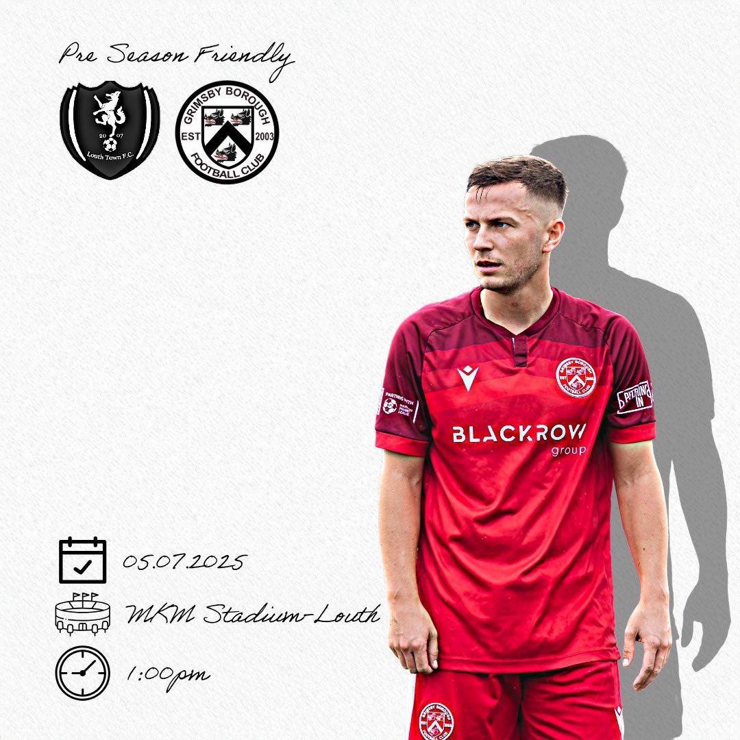Grimsby Borough F.C. (@grimsby_borough) on Twitter photo Pre-season kicks off this Saturday!
We begin our summer schedule with a short trip down the road to face <a href="/LouthTownFC/">Louth Town FC</a>
📍 MKM Stadium, Louth LN11 7SS
🗓️ Saturday 5th July
🕐 1:00pm kick-off
#OneBoro Pre-season kicks off this Saturday!
We begin our summer schedule with a short trip down the road to face <a href="/LouthTownFC/">Louth Town FC</a>
📍 MKM Stadium, Louth LN11 7SS
🗓️ Saturday 5th July
🕐 1:00pm kick-off
#OneBoro